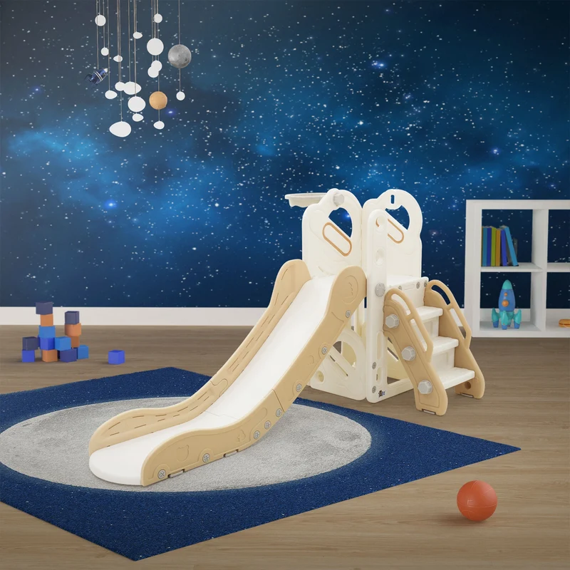 Joyz | Kinder Spielturm 3in1 mit Rutsche, Basketballkorb und Kletterwand Indoor/Outdoor ab 3 Jahren