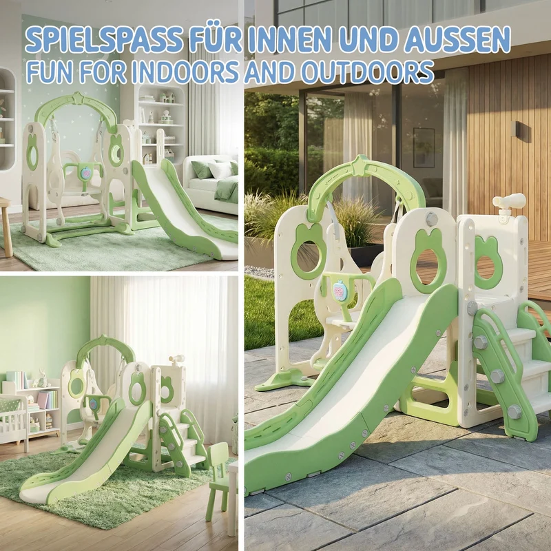 Joyz | Kinderrutsche mit Schaukel 5in1 mit Basketballkorb und Kletterwand Indoor/Outdoor für Kleinkinder ab 3 Jahren