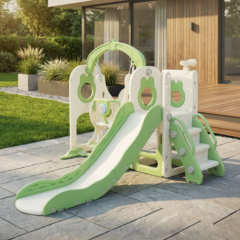 Joyz | Kinderrutsche mit Schaukel 5in1 mit Basketballkorb und Kletterwand Indoor/Outdoor für Kleinkinder ab 3 Jahren