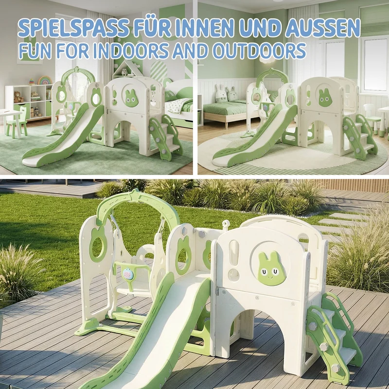 Joyz | Kinderrutsche mit Spielturm & Schaukel 6in1 mit Basketballkorb und Kletterwand Indoor/Outdoor für Kleinkinder ab 3 Jahren