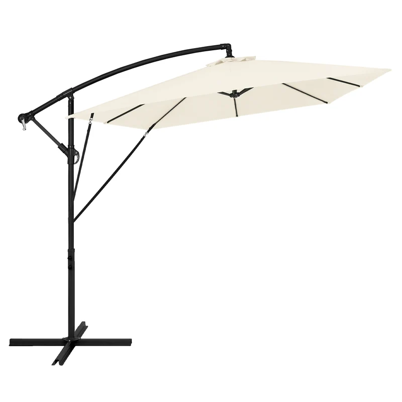 ML-Design | Ampelschirm mit Kurbel, Abdeckung & Ständer, 360°, Ø 330 cm, aus Aluminium, Rechteckig Sonnenschirm mit/ohne LED