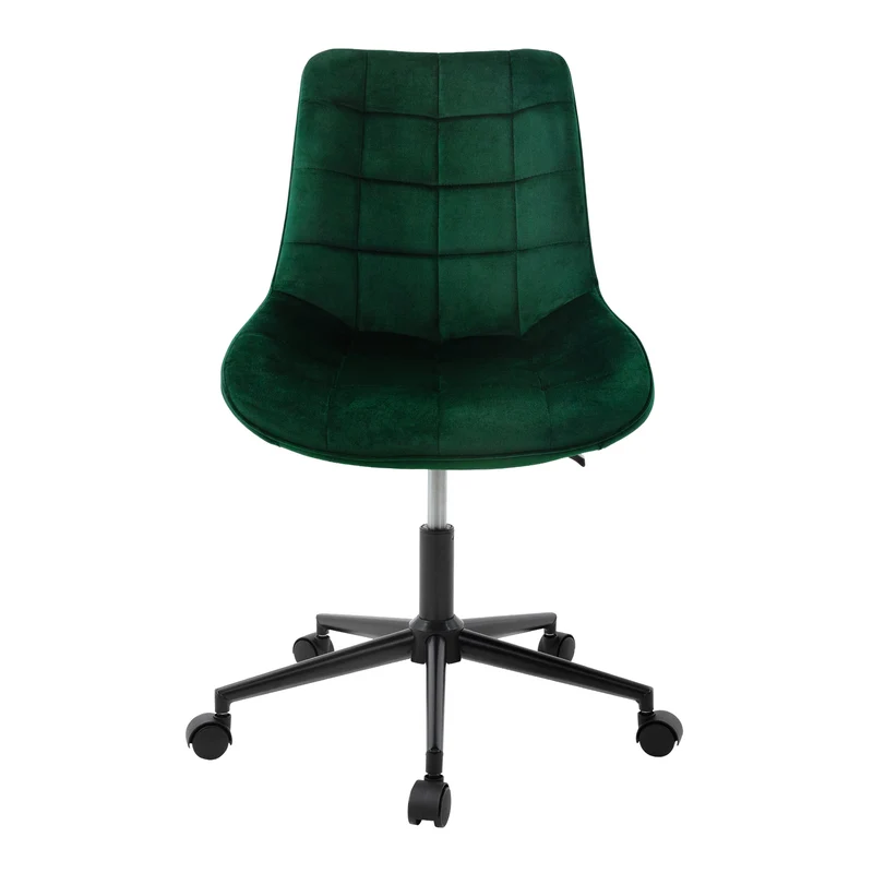 Bürostuhl auf Rollen Grün mit Samtbezug und Metallgestell ML-Design