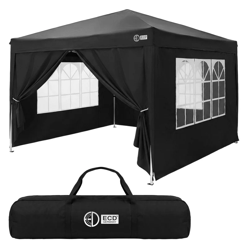 ECD Germany | Pavillon Pop Up Wasserabweisend mit Seitenwänden Polyester Oxford-Gewebe Faltpavillon Gartenpavillon Gartenzelt Partyzelt