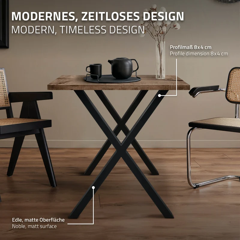 B-Ware Tischbeine 2er Set X-Design 60x72 cm schwarz aus Stahl