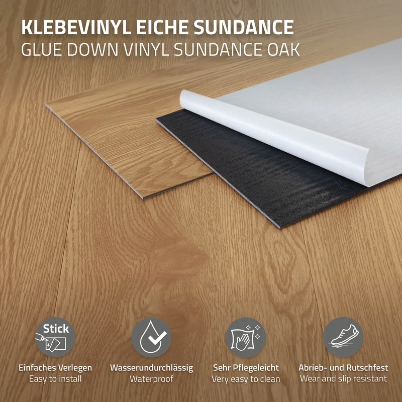 Deluxe PVC Klebevinylboden für 2,23 m² Eiche Sundance 2 mm dick ML-Design