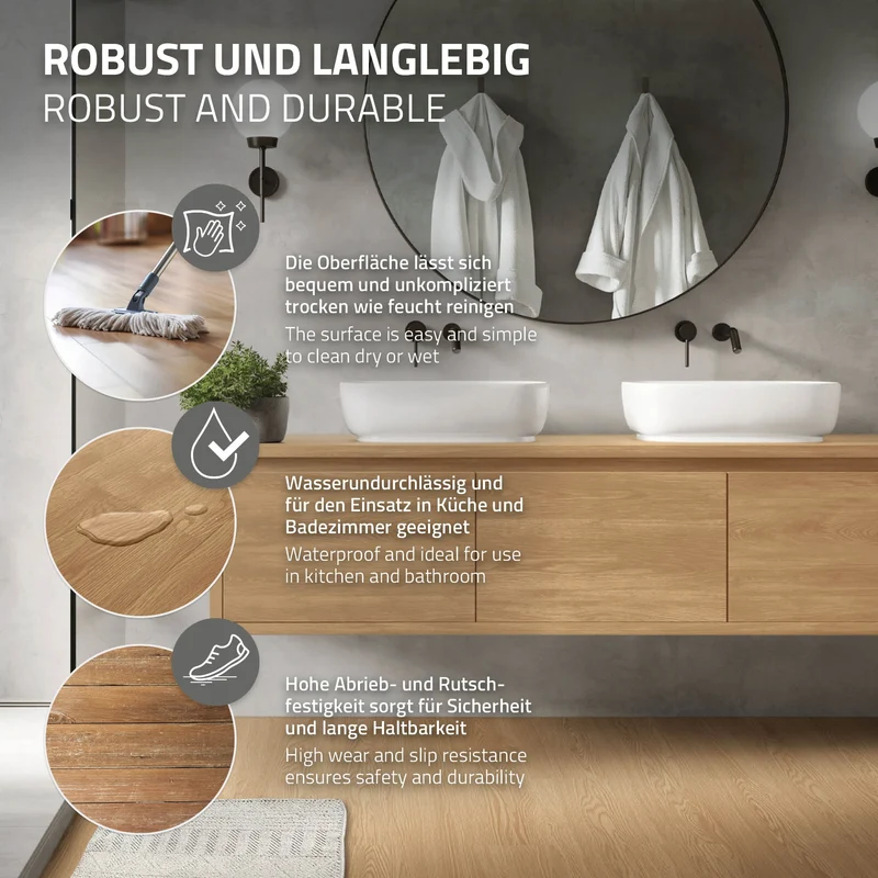 4x Deluxe PVC Klebevinylboden für 2,23 m² Eiche Sundance 2 mm dick ML-Design