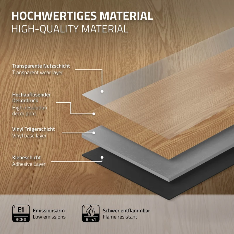 3x Deluxe PVC Klebevinylboden für 2,23 m² Eiche Sundance 2 mm dick ML-Design