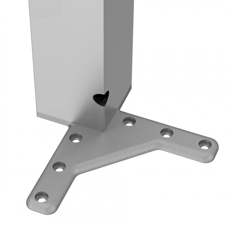 Quadratisches Tischbein 71 cm hoch - Aluminium, ZnAl Montageplatte