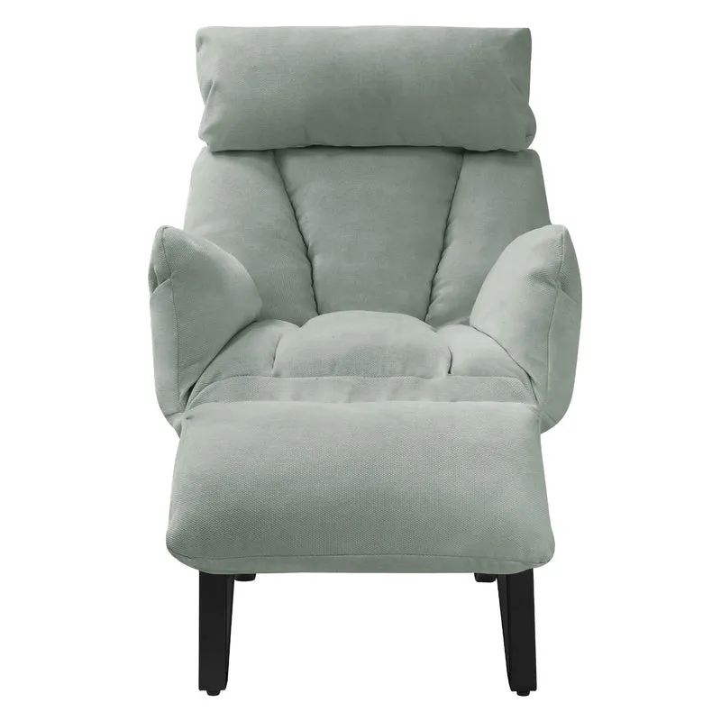 B-Ware Loungesessel mit Armlehnen Grau/Grün Relaxsessel mit Leinenbezug ML-Design