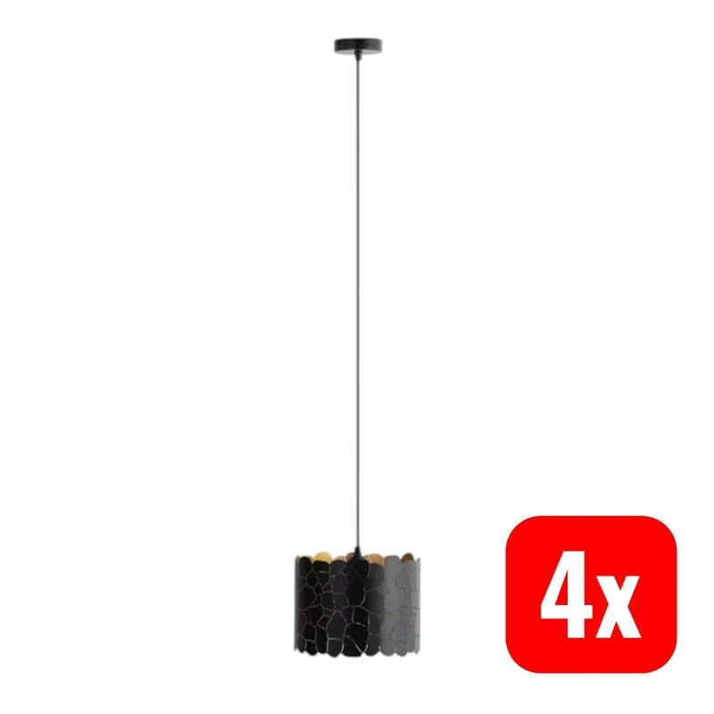 4x B-Ware Lindby Pendelleuchte Hängeleuchte Aralena LED Lampe dimmbar schwarz gold Ø26cm