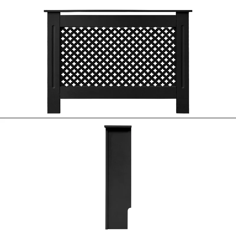 Heizkörperverkleidung 112x19x82 cm Raute Schwarz aus MDF