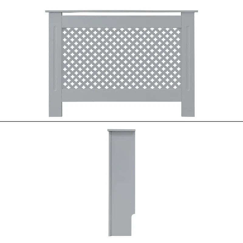 Heizkörperverkleidung 112x19x82 cm Raute Grau aus MDF ML-Design