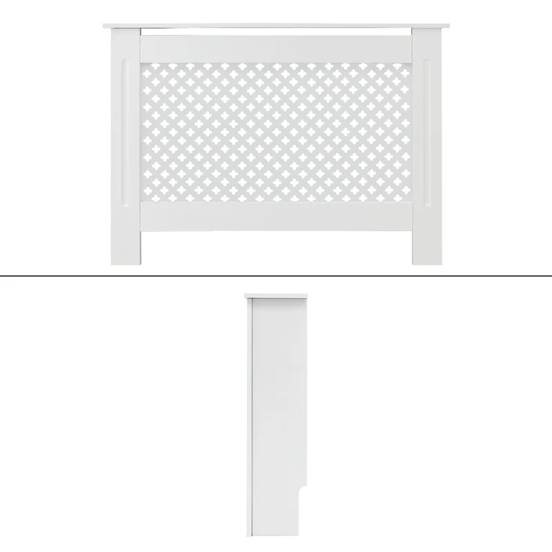Heizkörperverkleidung 112x19x82 cm Raute Weiß aus MDF