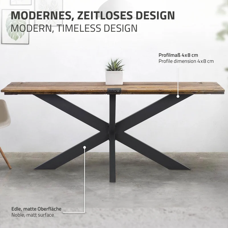 Tischbeine Tischgestell Spider 78 x 71 x 150 cm Schwarz aus Metall von ML-Design