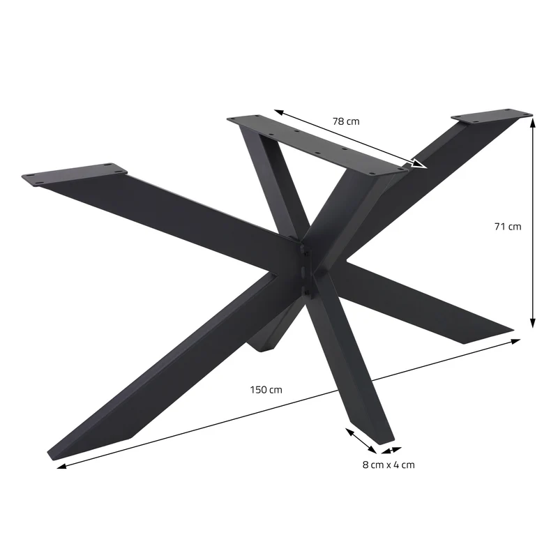 Tischbeine Tischgestell Spider 78 x 71 x 150 cm Schwarz aus Metall von ML-Design