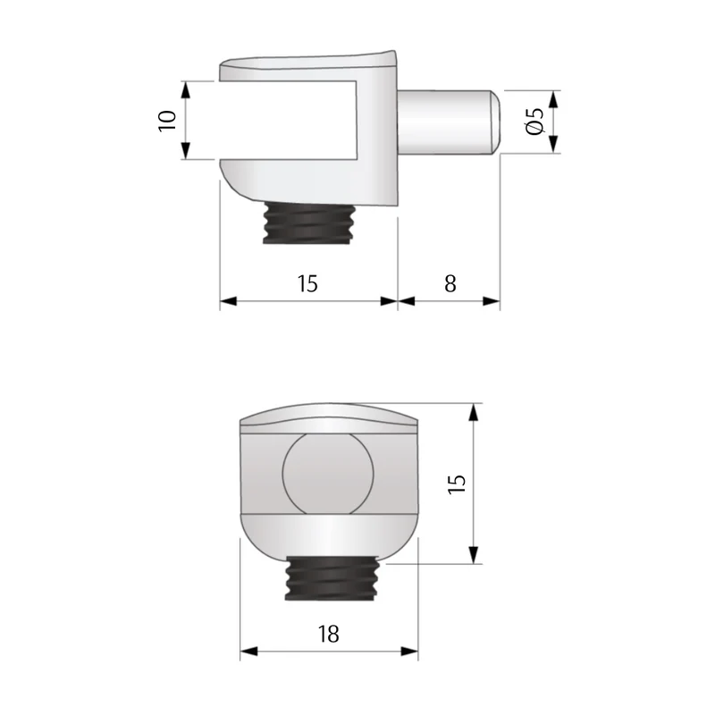 Plattenhalter für Glasscheibe Ø5mm