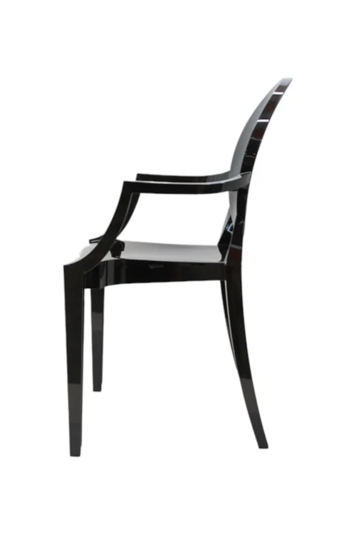 B-Ware Kartell Louis Ghost Stuhl schwarz stapelbar für Innen- und Außenbereich