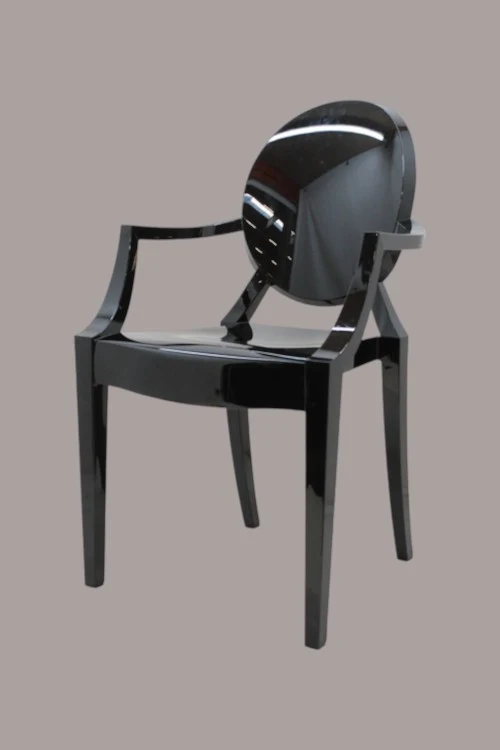 B-Ware Kartell Louis Ghost Stuhl schwarz stapelbar für Innen- und Außenbereich