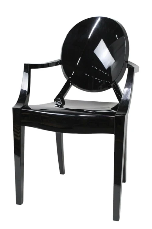B-Ware Kartell Louis Ghost Stuhl schwarz stapelbar für Innen- und Außenbereich