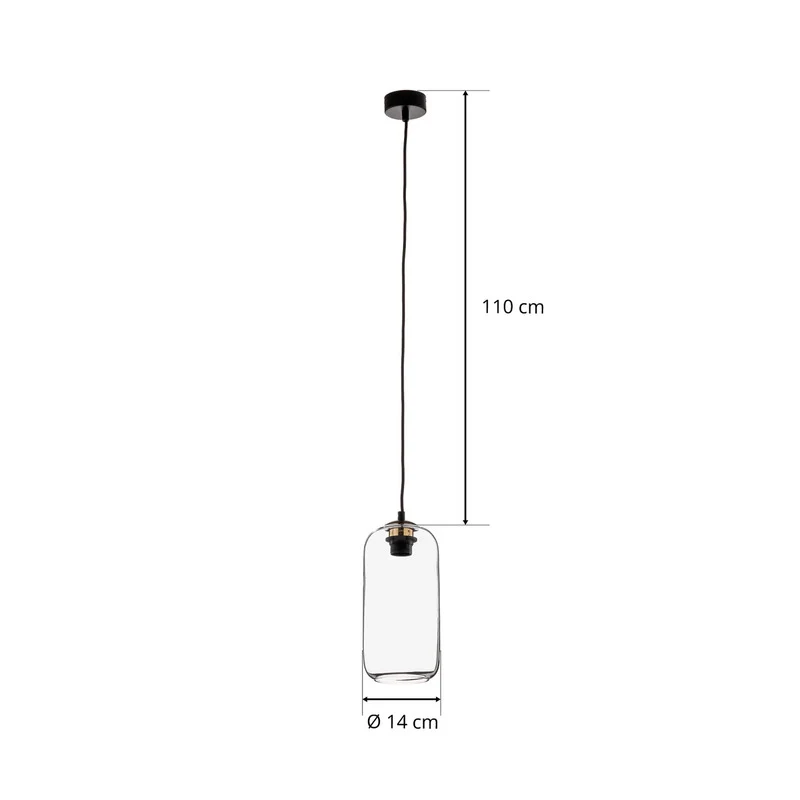 B-Ware Argon Kaja Pendelleuchte Glas schwarz-transparent 14 cm dimmbar E27 15 W