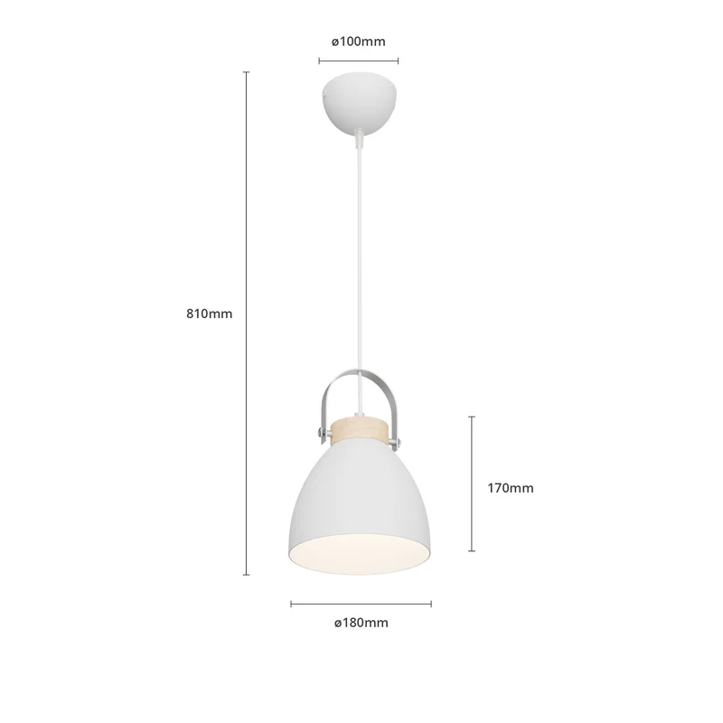 B-Ware Lamkur Pendelleuchte Hängeleuchte Bergen LED Lampe dimmbar weiß Holz 18cm