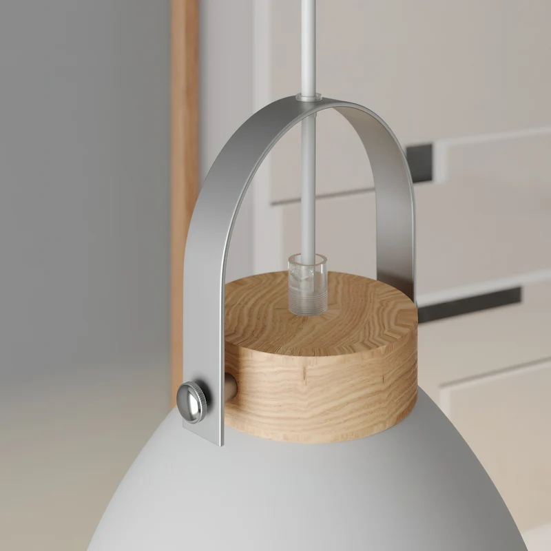 B-Ware Lamkur Pendelleuchte Hängeleuchte Bergen LED Lampe dimmbar weiß Holz 18cm