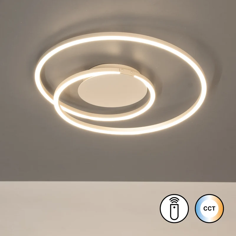 B-Ware FISCHER & HONSEL Deckenlampe HOLY LED Leuchte dimmbar creme Ø49cm Fernbedienung