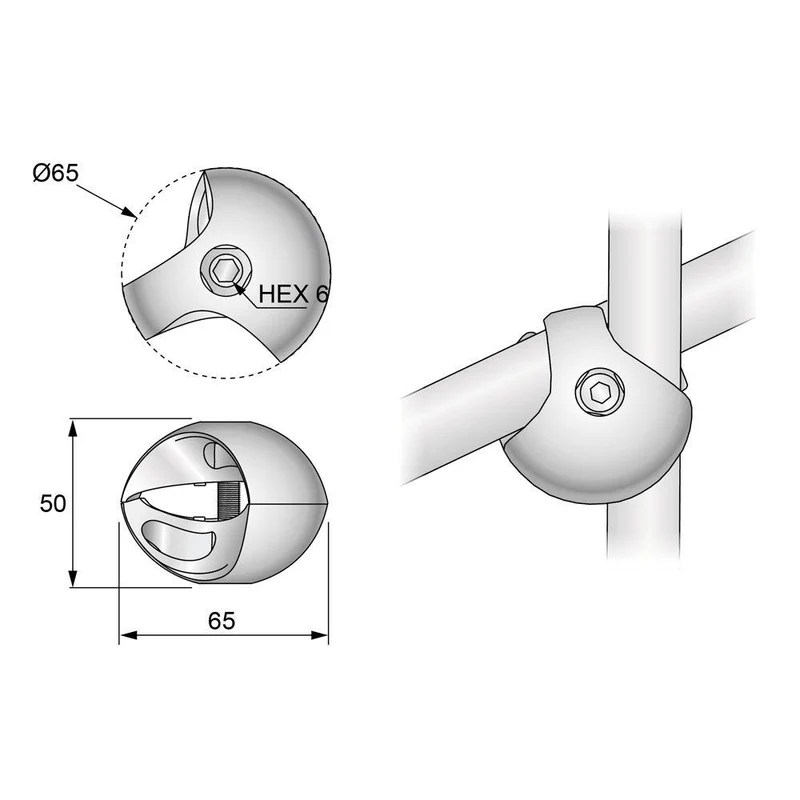 25mm Doppelstecker, Chrom