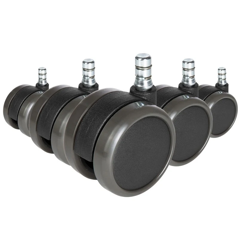 B-Ware hjh OFFICE 5x ROLO No-Noise 11mm/65mm Hartböden Stuhlrollen Rollen Schwarz