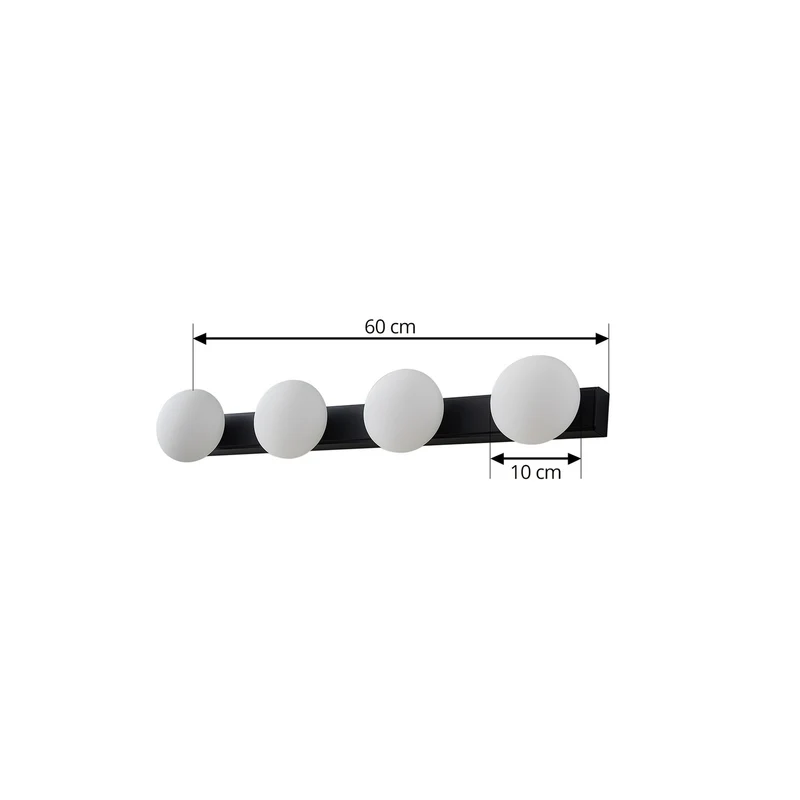 B-Ware Lucande Wandleuchte LED Badlampe Myrra schwarz 60cm Lampe IP44 Glas Aluminium