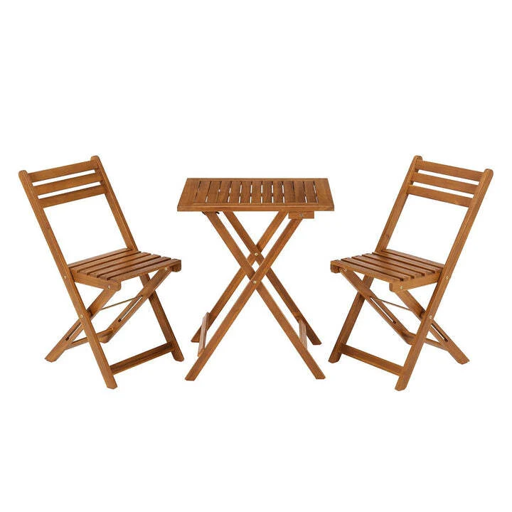 B-Ware Balkonmöbel Set 3-teilig Akazienholz klappbar platzsparend Tisch Stuhl natur