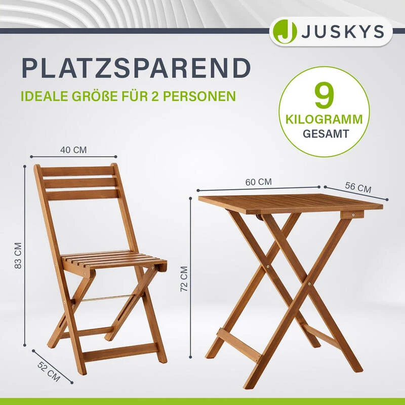 B-Ware Balkonmöbel Set 3-teilig Akazienholz klappbar platzsparend Tisch Stuhl natur
