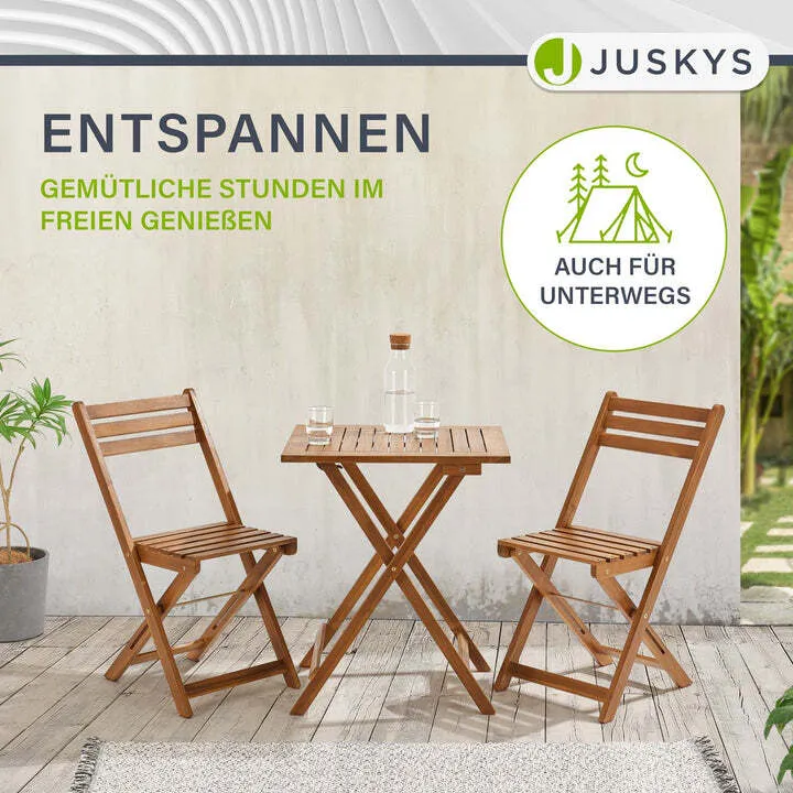 B-Ware Balkonmöbel Set 3-teilig Akazienholz klappbar platzsparend Tisch Stuhl natur