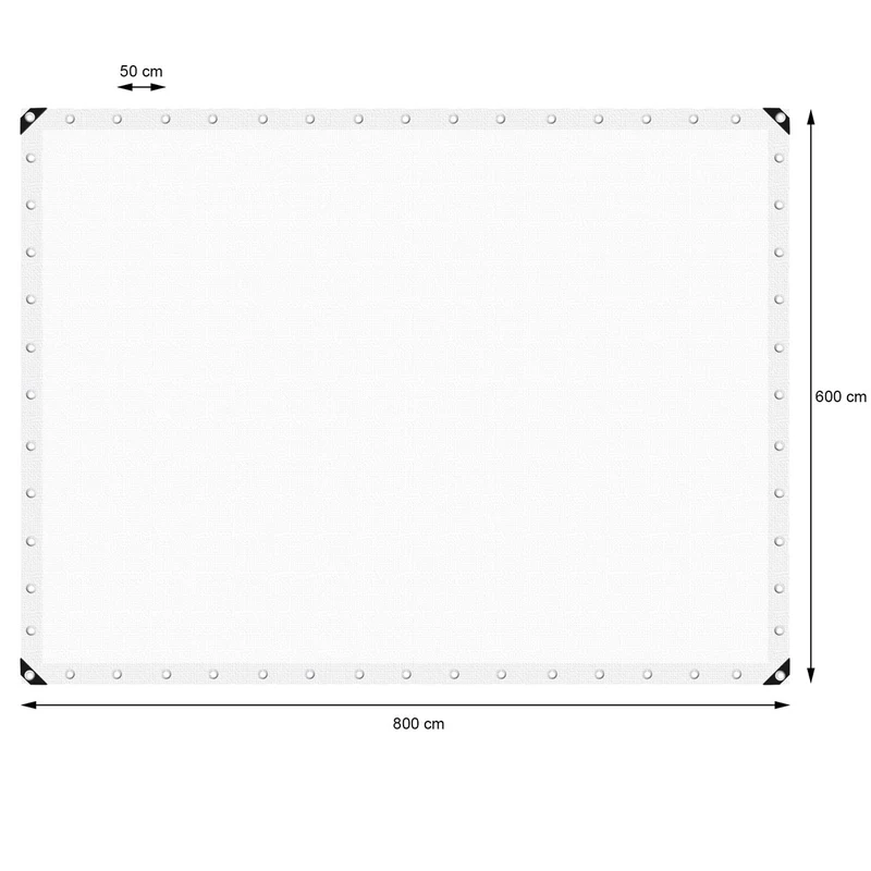 Abdeckplane Gewebeplane mit Ösen 6x8 m 260g/m² in Weiß aus PE