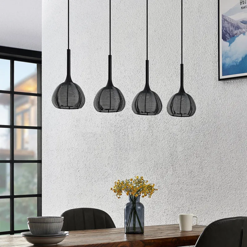 B-Ware Lucande Tetira Hängeleuchte Hängeleuchte Lampe Leuchte Esstisch 4fl lang schwarz