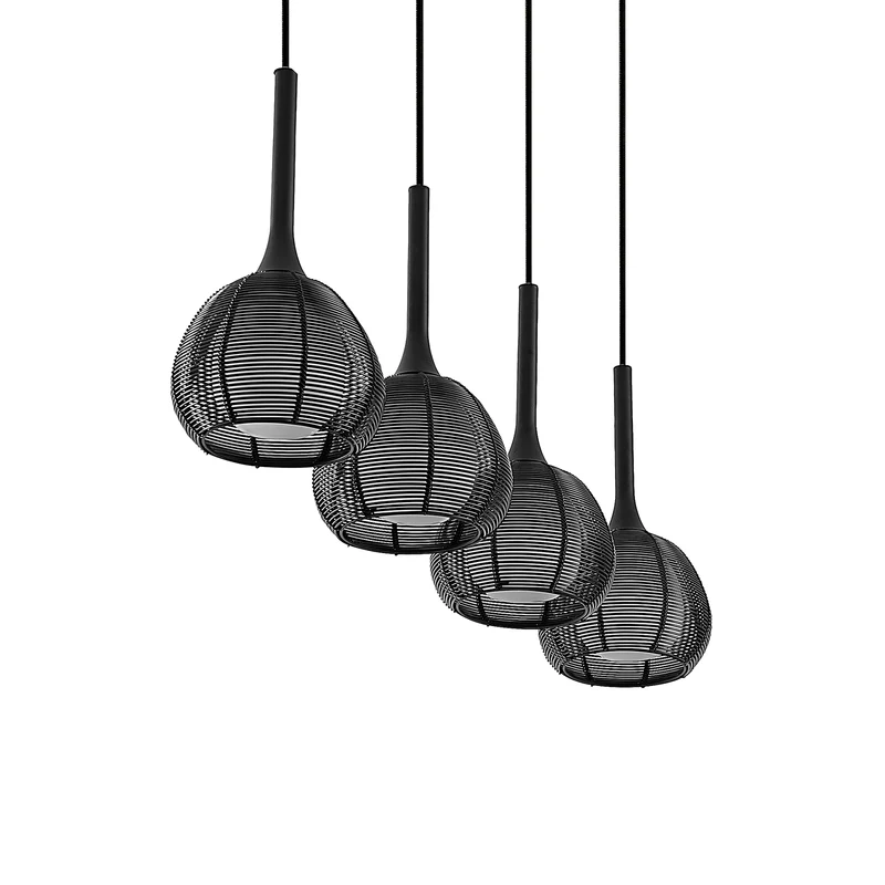 B-Ware Lucande Tetira Hängeleuchte Hängeleuchte Lampe Leuchte Esstisch 4fl lang schwarz