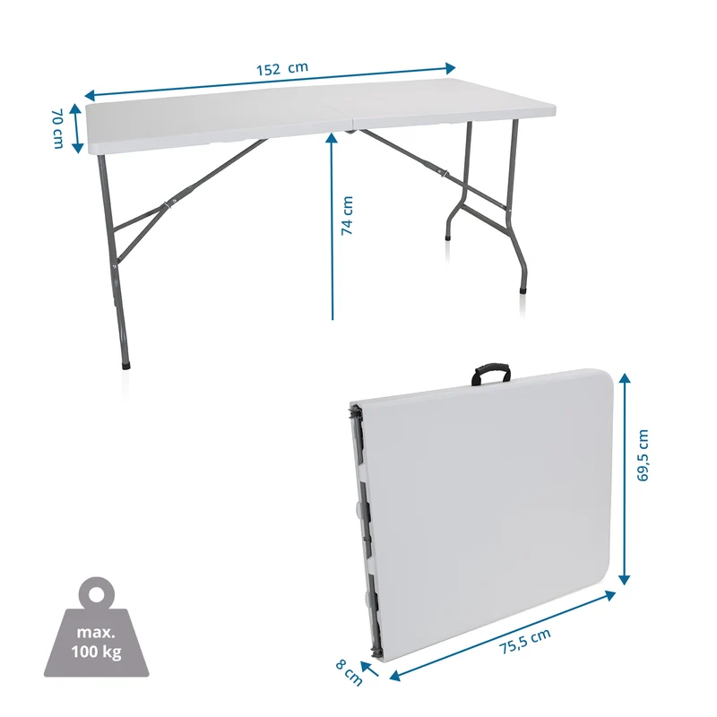 B-Ware hjh OFFICE Campingtisch klappbar 152x70cm Klapptisch für 6 Personen weiß Tisch
