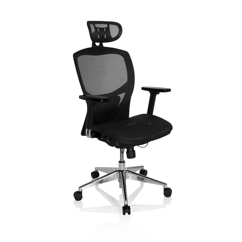 B-Ware hjh OFFICE Bürostuhl Drehstuhl VENUS ONE Netzstoff schwarz mit Armlehnen