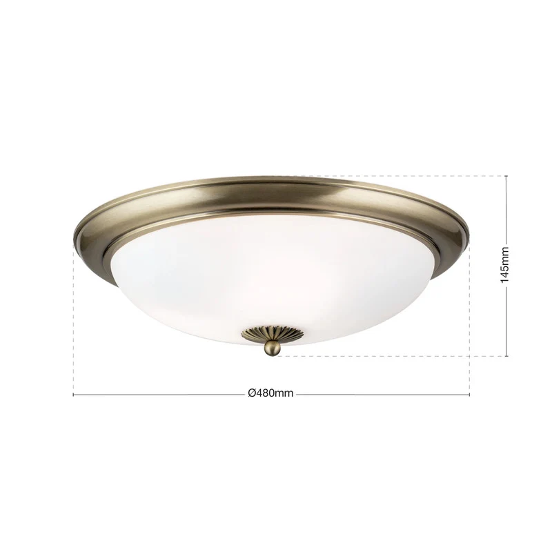 B-Ware Orion Empire Deckenleuchte Ø 48 cm Antikmessing mattes Opalglas dimmbar