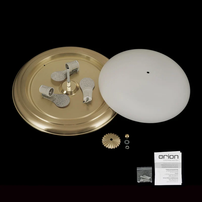 B-Ware Orion Empire Deckenleuchte Ø 48 cm Antikmessing mattes Opalglas dimmbar
