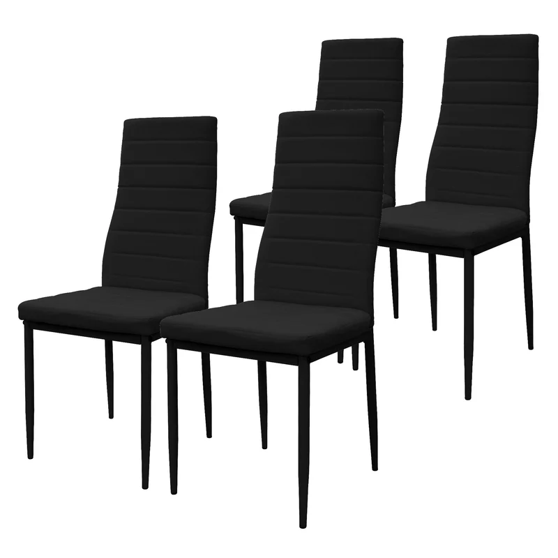 Esszimmerstuhl 4er Set mit hoher Rückenlehne aus PU-Leder Metallbeine ML-Design