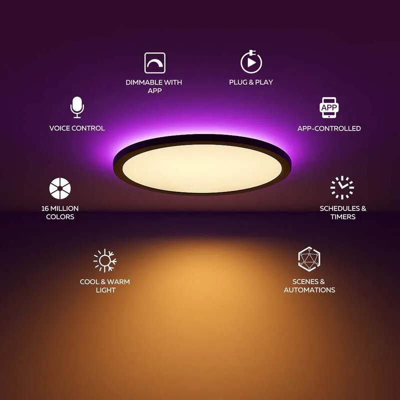 B-Ware Calex Deckenlampe HALO LED dimmbar RGB CCT IP54 schwarz Ø40cm Leuchte Lampe