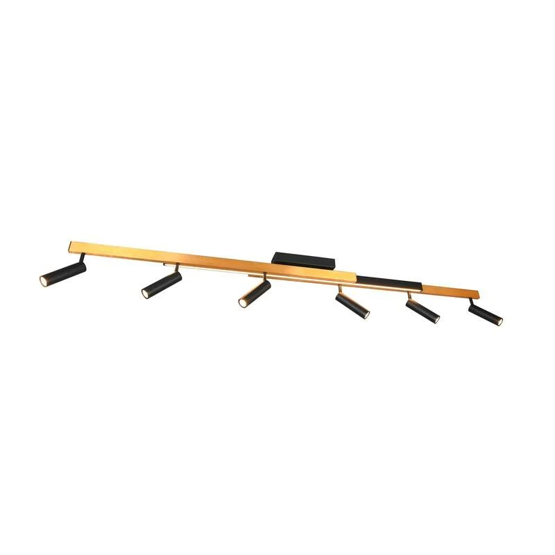 B-Ware TRIO LIGHTING LED Deckenstrahler Zeno 6-flammig dimmbar schwarz/gold Metall