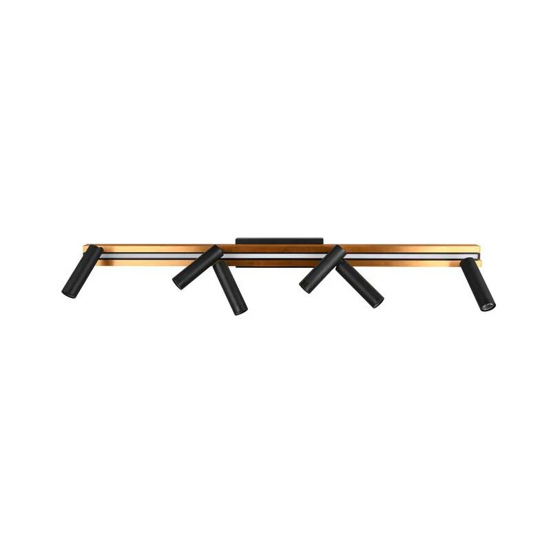 B-Ware TRIO LIGHTING LED Deckenstrahler Zeno 6-flammig dimmbar schwarz/gold Metall