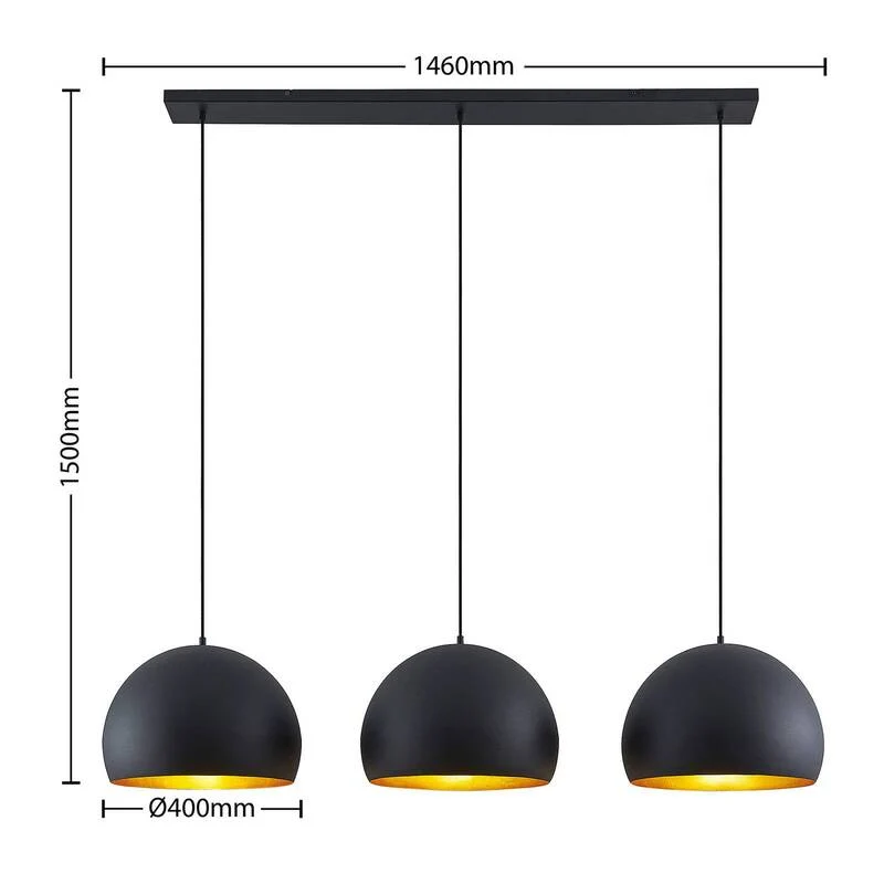 B-Ware Lindby Pendellampe Hängeleuchte Tarjei LED Lampe dimmbar schwarz-gold 146cm