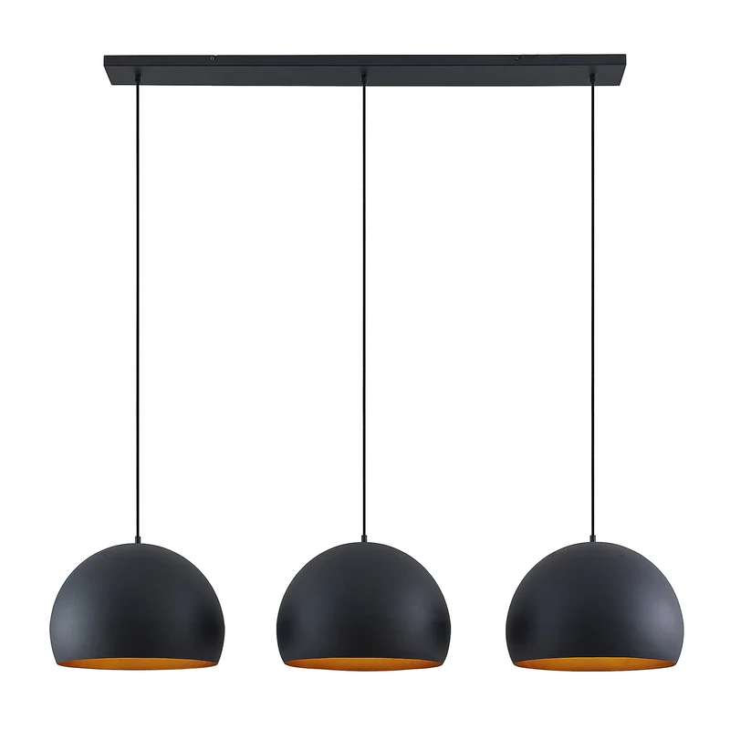 B-Ware Lindby Pendellampe Hängeleuchte Tarjei LED Lampe dimmbar schwarz-gold 146cm