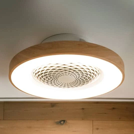 B-Ware Mantra Iluminación Deckenventilator Deckenlampe Tibet LED holz/weiß App Remote