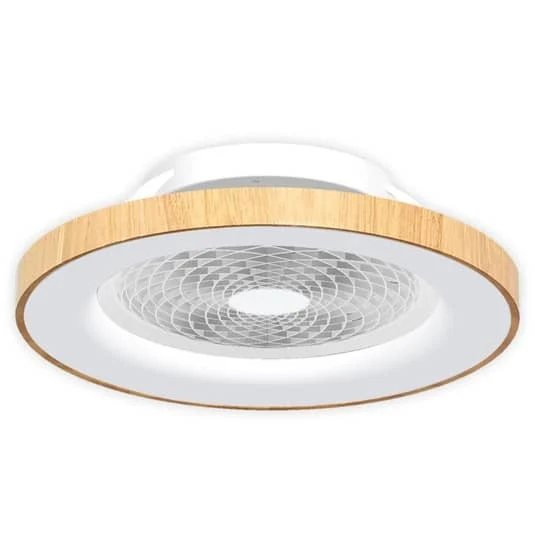 B-Ware Mantra Iluminación Deckenventilator Deckenlampe Tibet LED holz/weiß App Remote