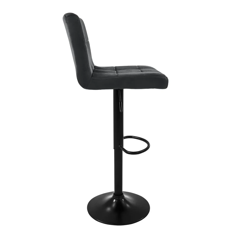 B-Ware Barhocker 2er Set Grau Samtbezug mit Rückenlehne und Fußstütze höhenverstellbar 63-83cm ML-Design