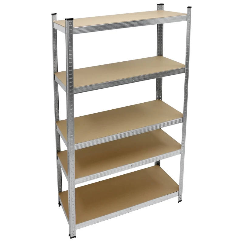 Werkstattregal 2er Set 200x100x50 cm Silber aus MDF und Metall bis 750 kg